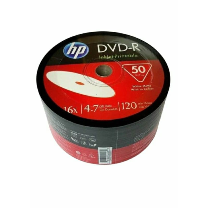 100 DVD-R PRINTABLE HP 4.7GB 120 MINUTOS 16X ORIGINAL