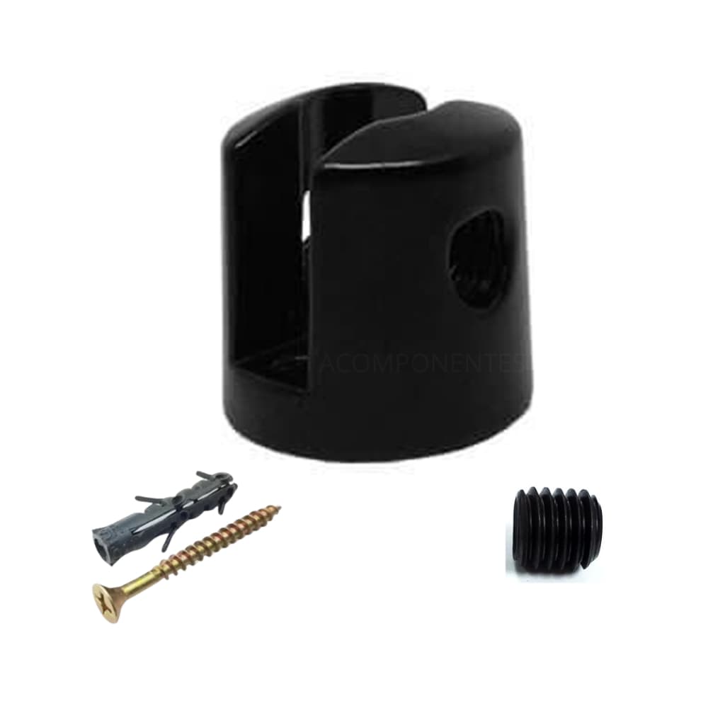Suporte Prateleira fenda 4mm Para Vidro Preto Com Parafuso E Bucha - 10 Peças