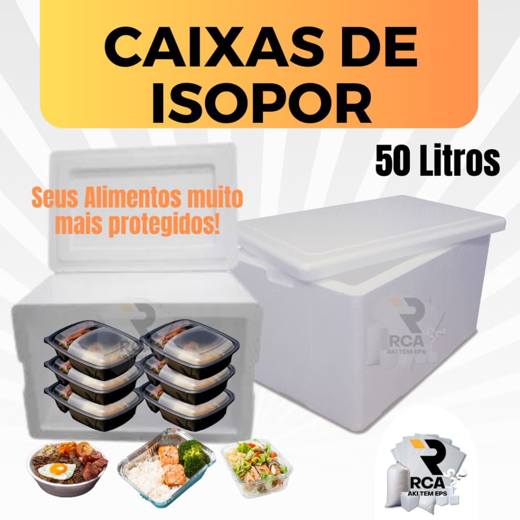 Caixa de Isopor EPS 44 Litros para Entregas, Transportes de Alimentos e Bebidas e Armazenamento.