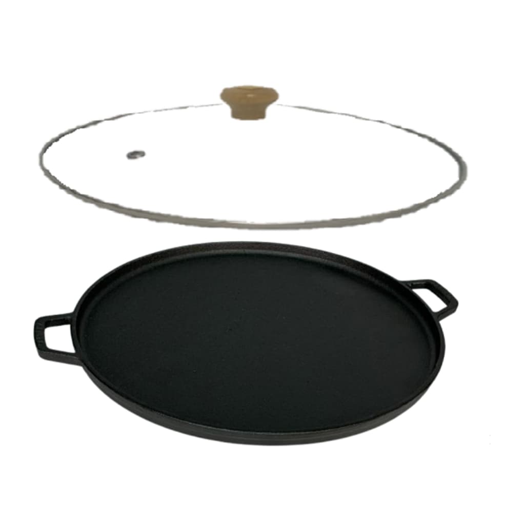 Forma De Pizza De Ferro Grande Santana + Tampa De Vidro N 36 Assadeiras