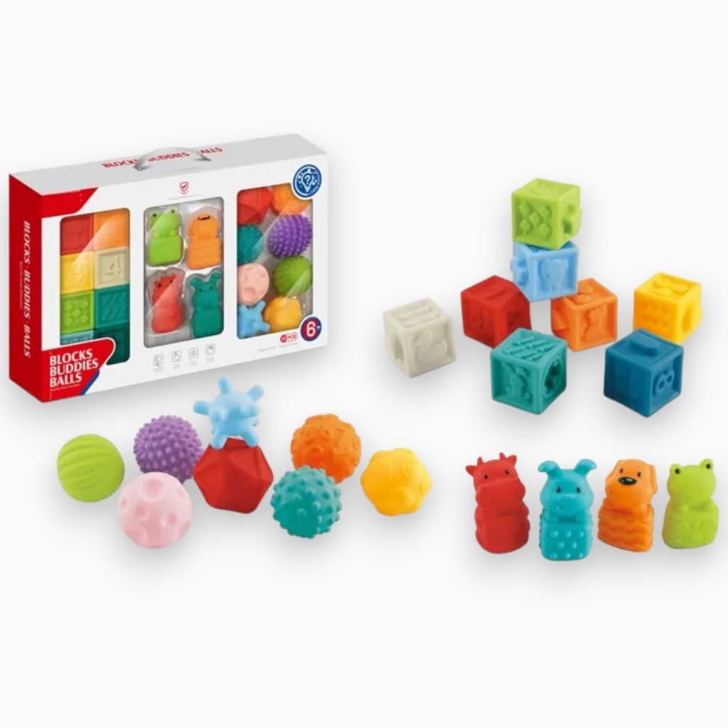 Kit Mordedores de Bebê Coloridos Atrativos Macios Texturizados Bebê Diferentes Formas