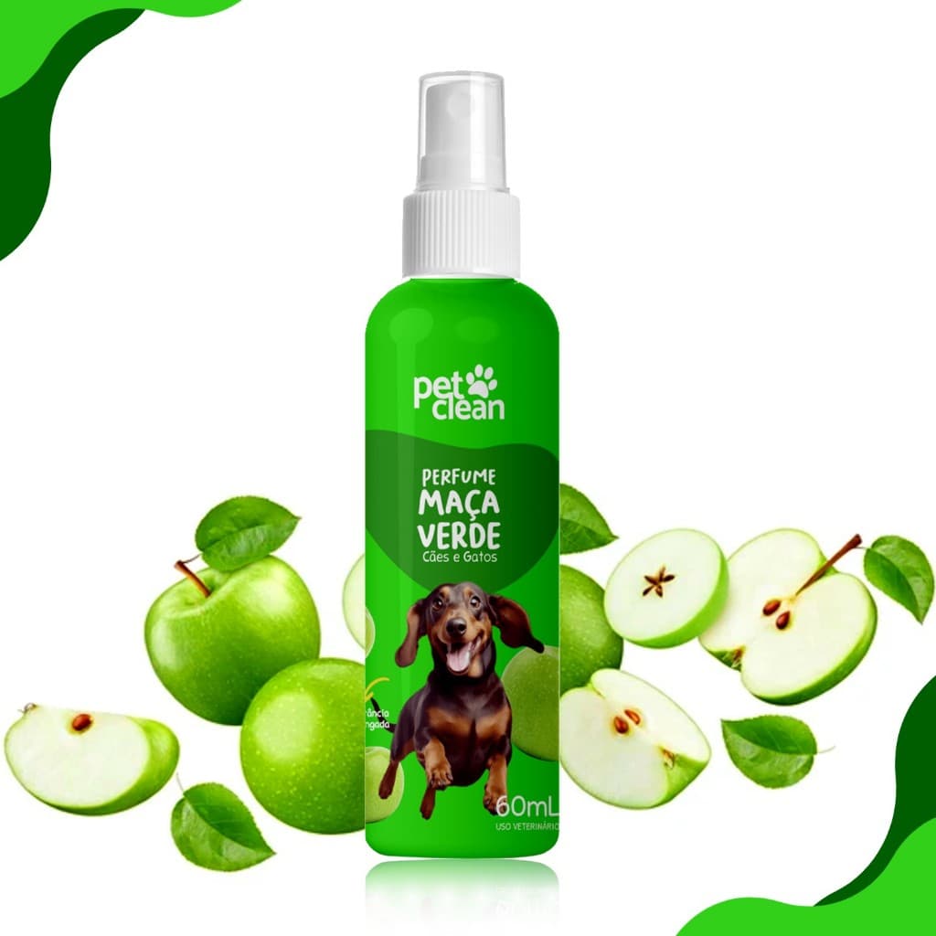 Perfume Maçã Verde Pet Colonia para Cachorro e Gato Banho e Tosa Clean