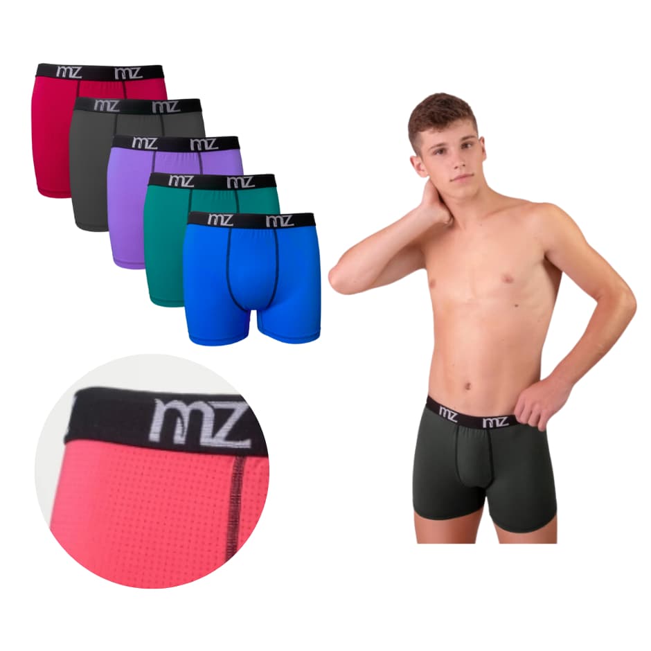 Kit 5 Cuecas Boxer Box AERODRY P/ Verão Masculina Adulto Custo Benefício Barata Elastano Original MZ