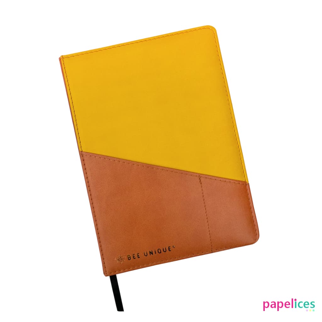 Caderno A5 capa em couro PU com bolso | Bee Unique