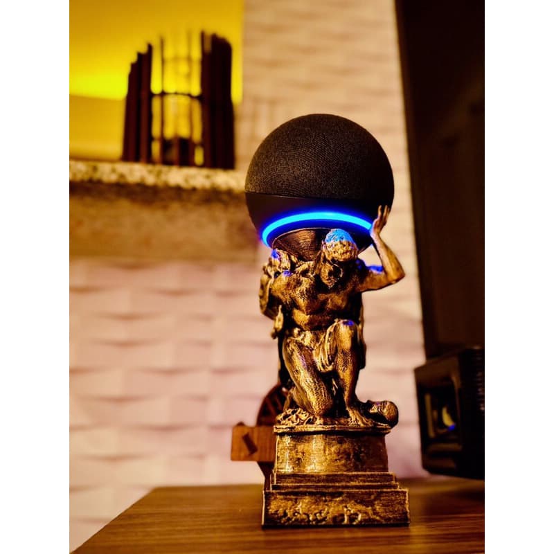 Estátua Hercules Suporte Alexa Mesa Echo Dot 4 Pop Escultura Estatua 3d Enfeite Decorativo Quarto Sala Apoio Mesa