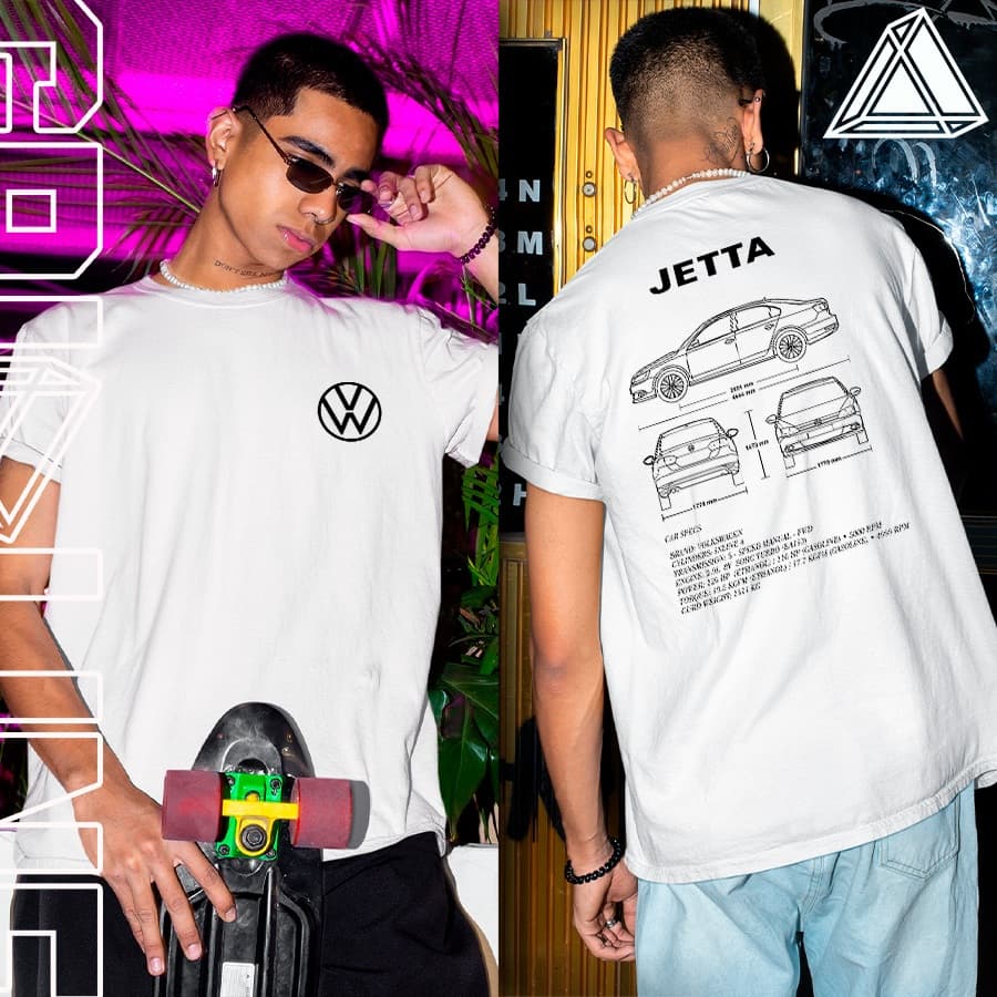 Camiseta Básica Jetta Confortiline Edition VW Personalizado Frente e Costa Unissex