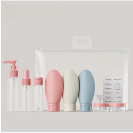 Kit Viagem 10 Peças Frascos Higiene Pessoal Shampoo Creme Spray Pump Potes Organizador Mala Ref 8811