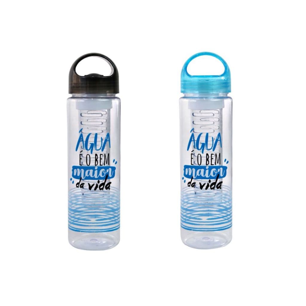 Garrafa de Água Com Estampa Frase e Infusor Plástico 700ml