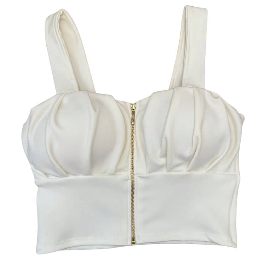Cropped Feminino Suplex Top Zipper Bojo Bufante Estilosa Elegante Country Retro Básico Elegante