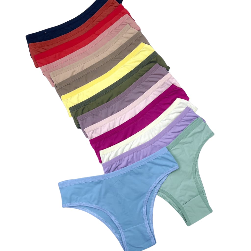 Kit 10 Calcinhas Adulto Tanga Conforto de Microfibra com Forro 100% Algodão Cores Diversas