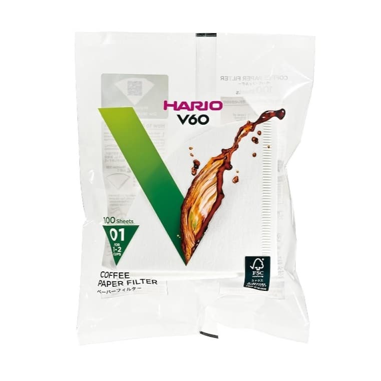 FILTRO BRANCO PARA HARIO V60 tamanho 01 - 100 unidades