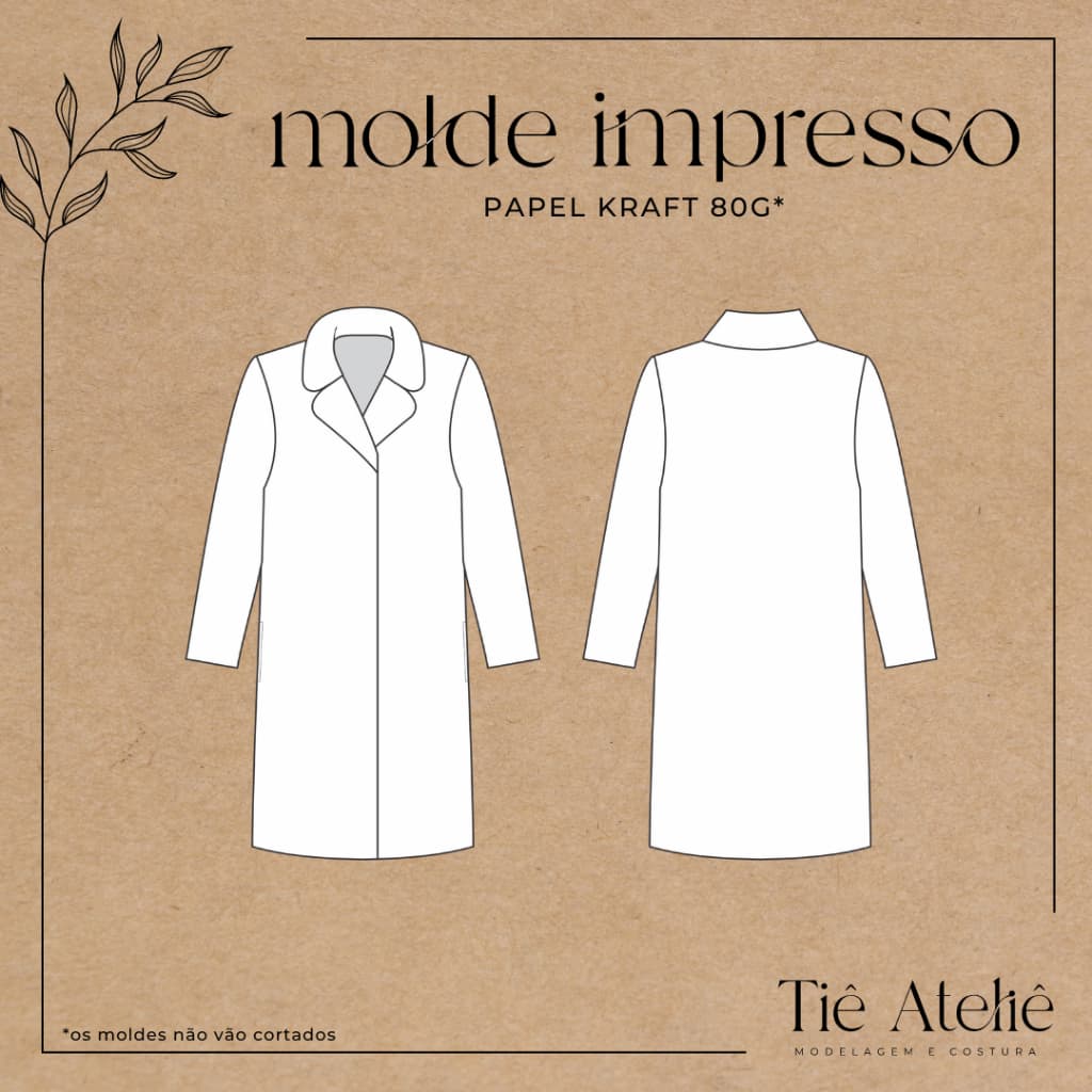 MOLDE EM PAPEL KRAFT DE CASACO TEDDY PARA COSTURA MODELAGEM DE ROUPA EM PAPEL KRAFT PARA COSTURA