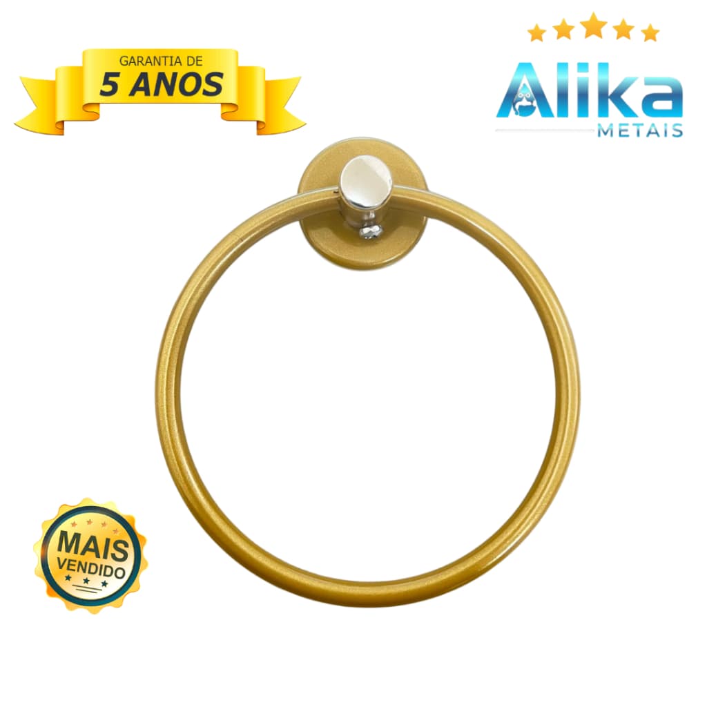 suporte toalheiro porta toalhas argola dourado alumínio e aço inox para banheiro