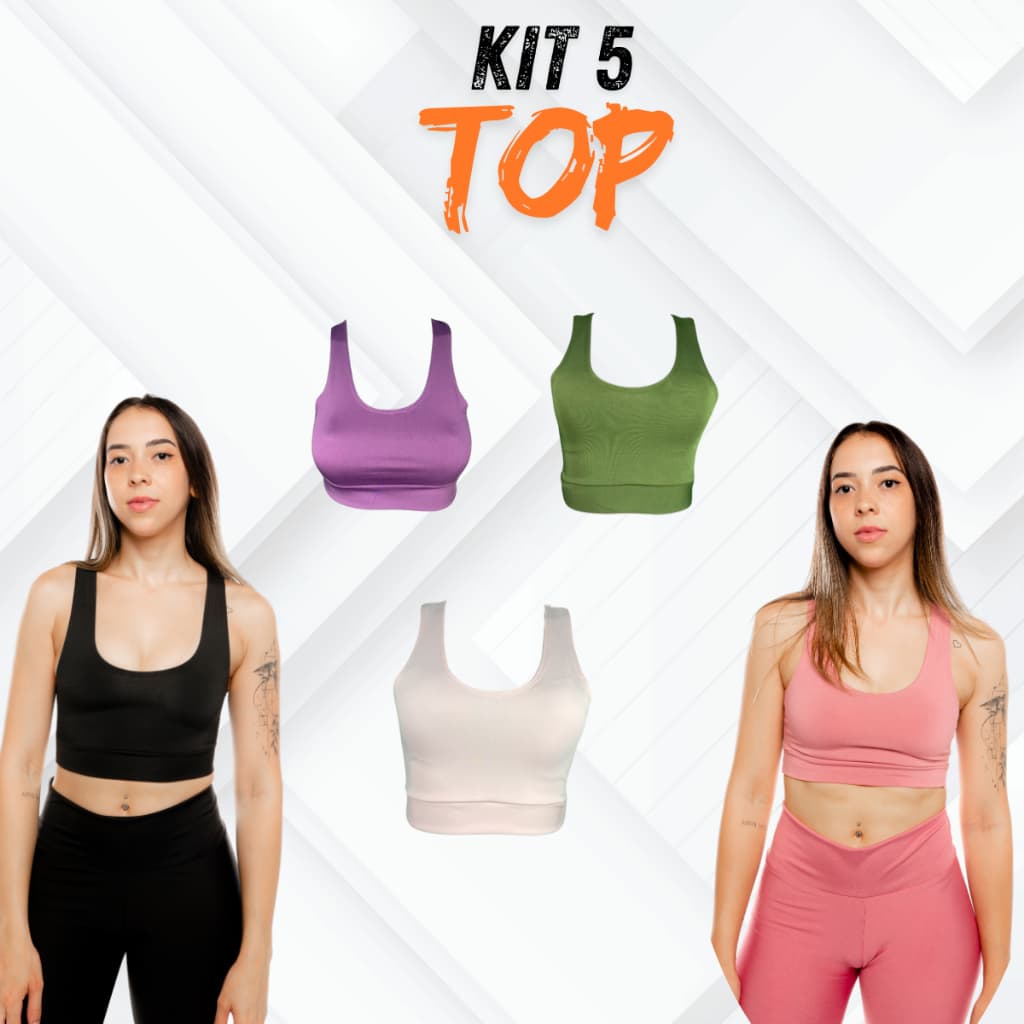 Kit 5 Top academia Nadador Suplex Fitness Academia Treino Corrida Roupas Femininas