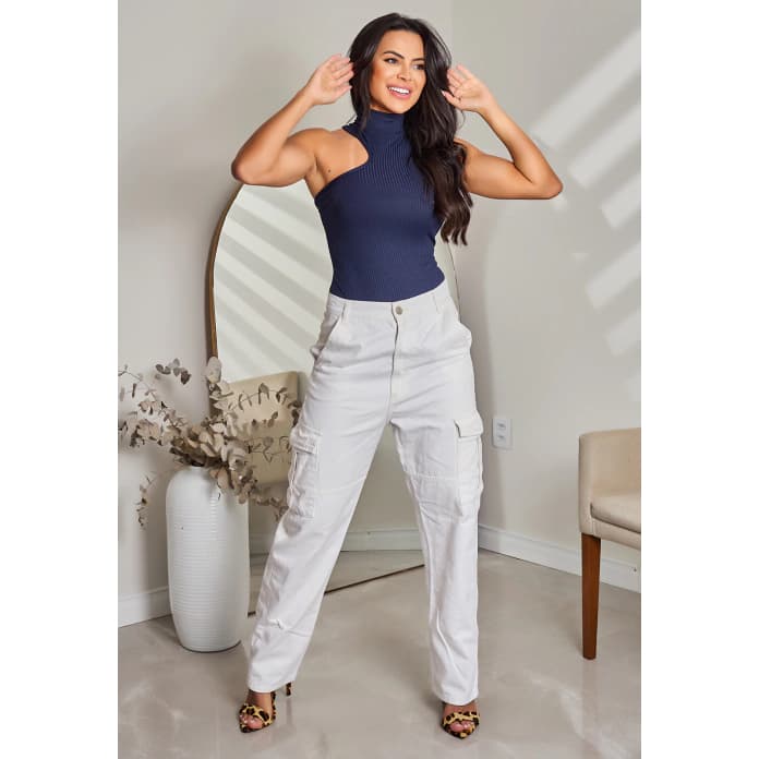 Body Mirella Canelado Estiloso Moda Festa Feminino Casual Fashion Decote Assimétrico