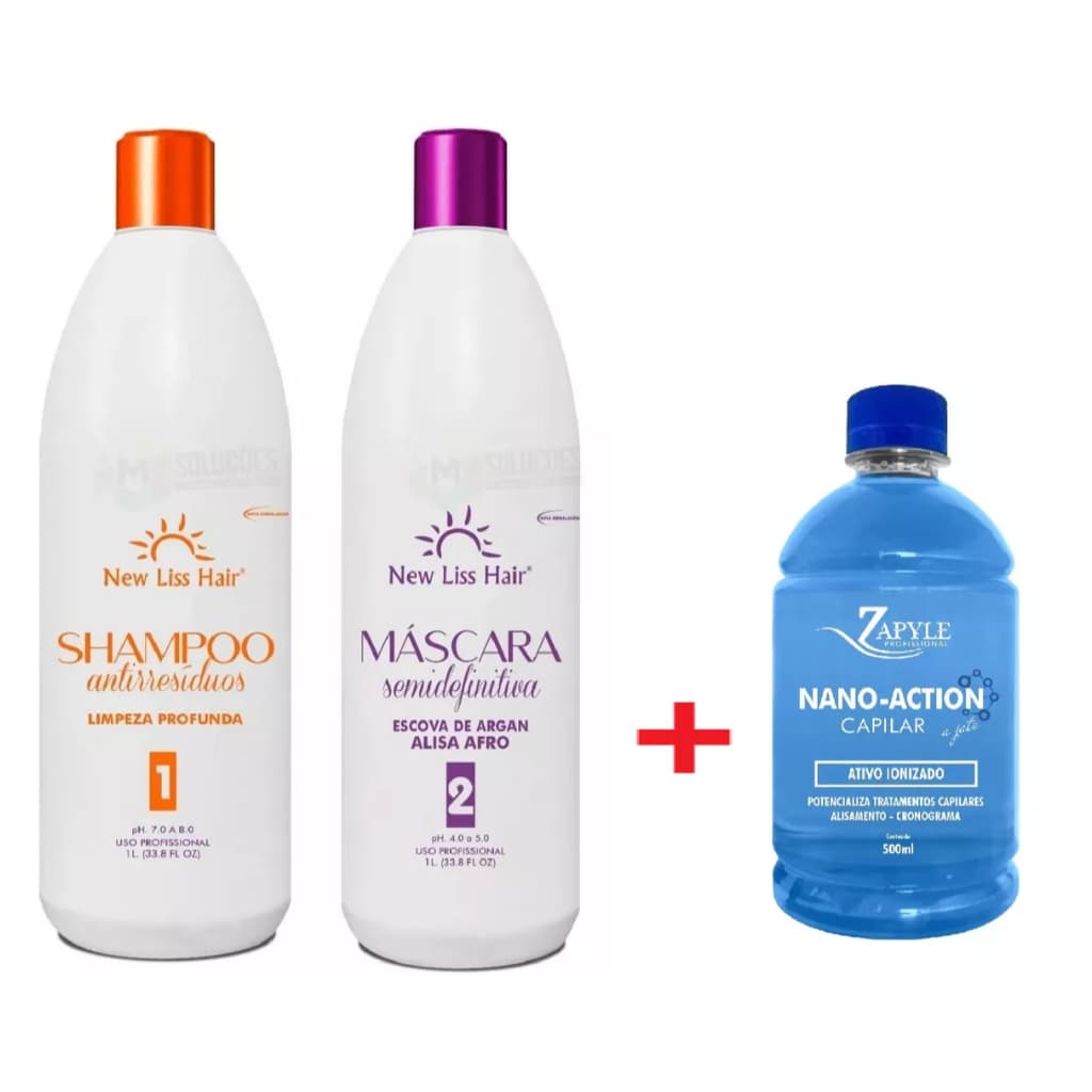 Kit Escova Semi Definitiva New Liss Hair + Nano tecnologia 500ml