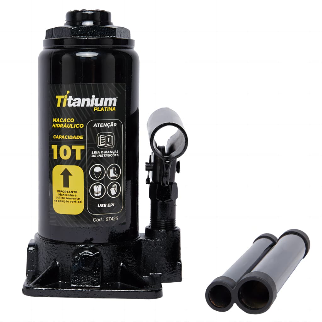 Macaco Hidraulico Tipo Garrafa 10 Tonelada Titanium