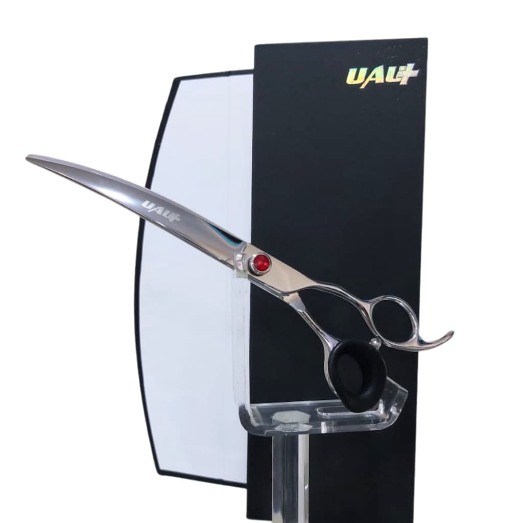 Tesoura Para tosa Curva 7.5 Prata Pet Profissional UAU+