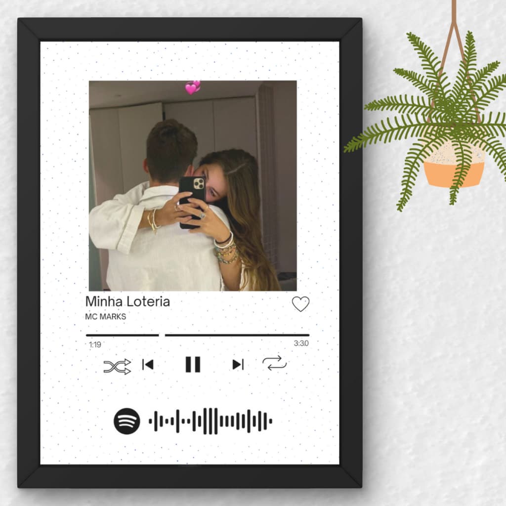 Quadro Casal Personalizado com Moldura e Música Spotify