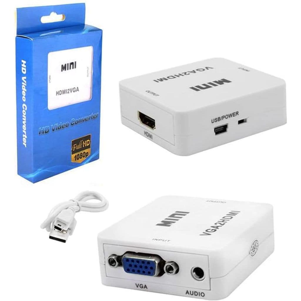 Mini Conversor Adaptador HDMI para VGA + Áudio 1080p