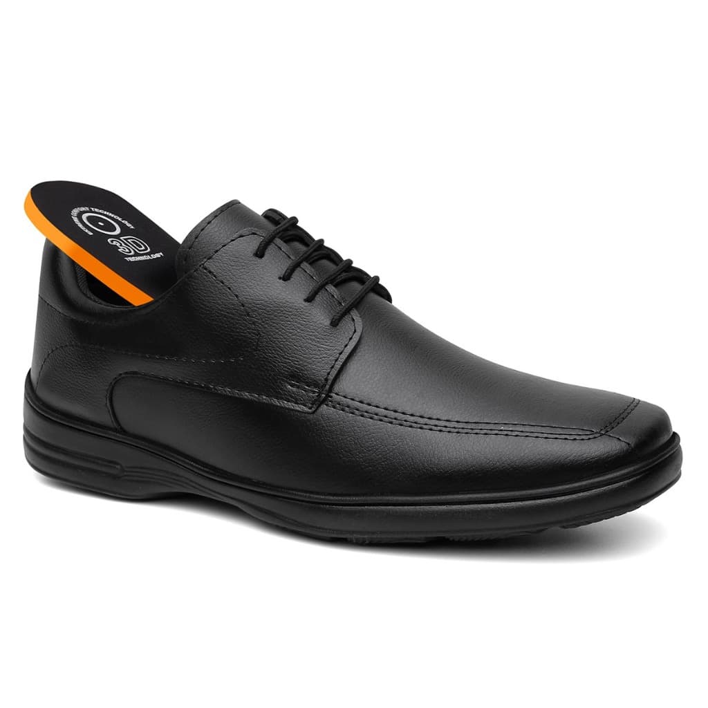 Sapato Social Masculino Oxford Preto Bico Redondo Esporte Fino Dia Dos Pais