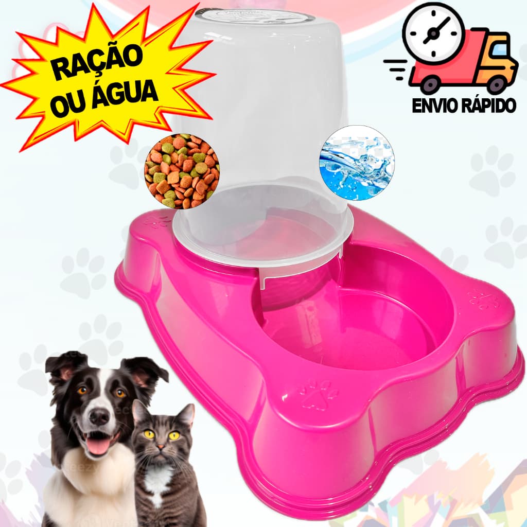 Comedouro de Cachorro Pequeno Médio Porte Bebedouro Automático 1,5 Litros Comedouro 600ml