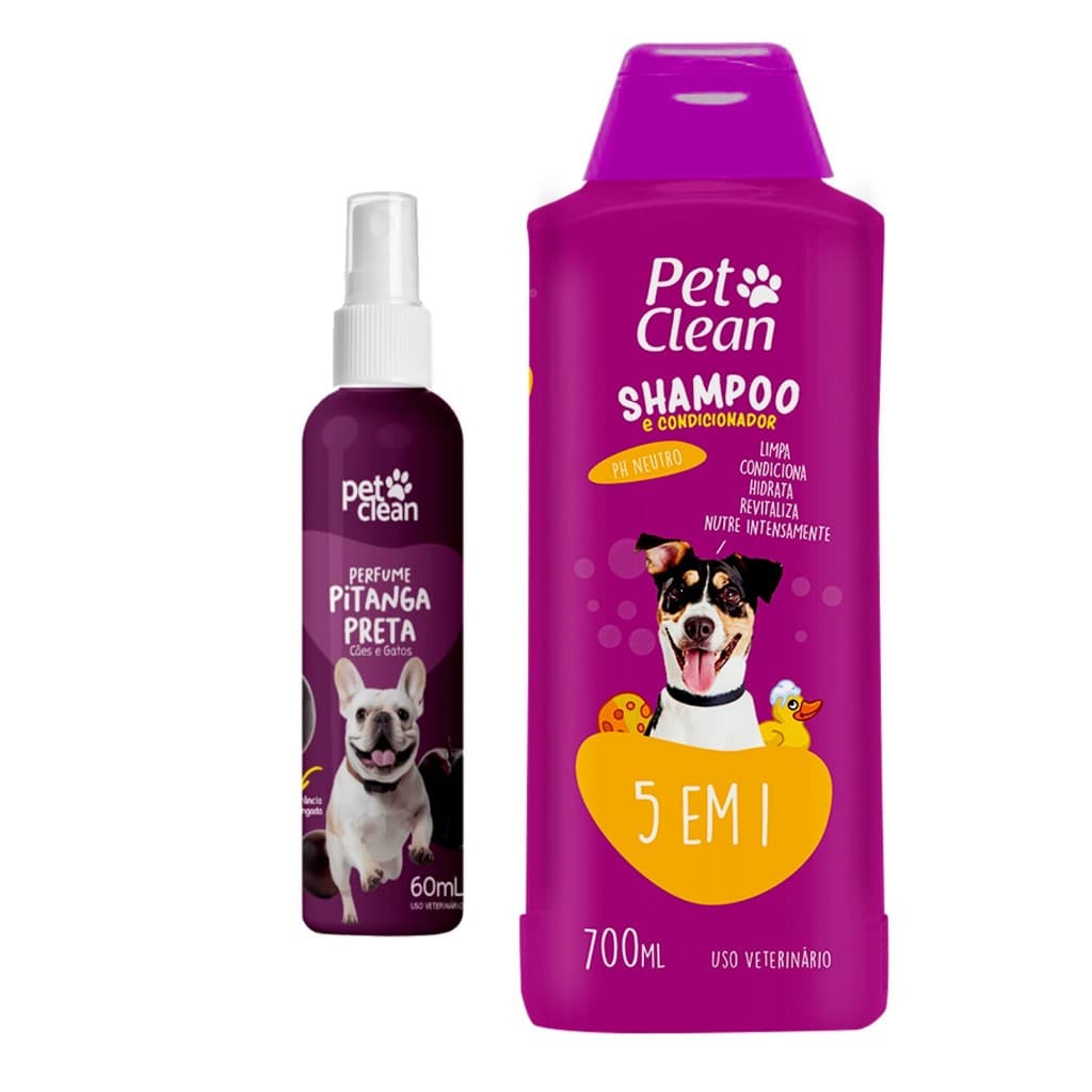Kit Shampoo 5 em 1 e Perfume Fragrância Sofisticada Banho e Tosa Cachorro e Gato - Envio Rápido