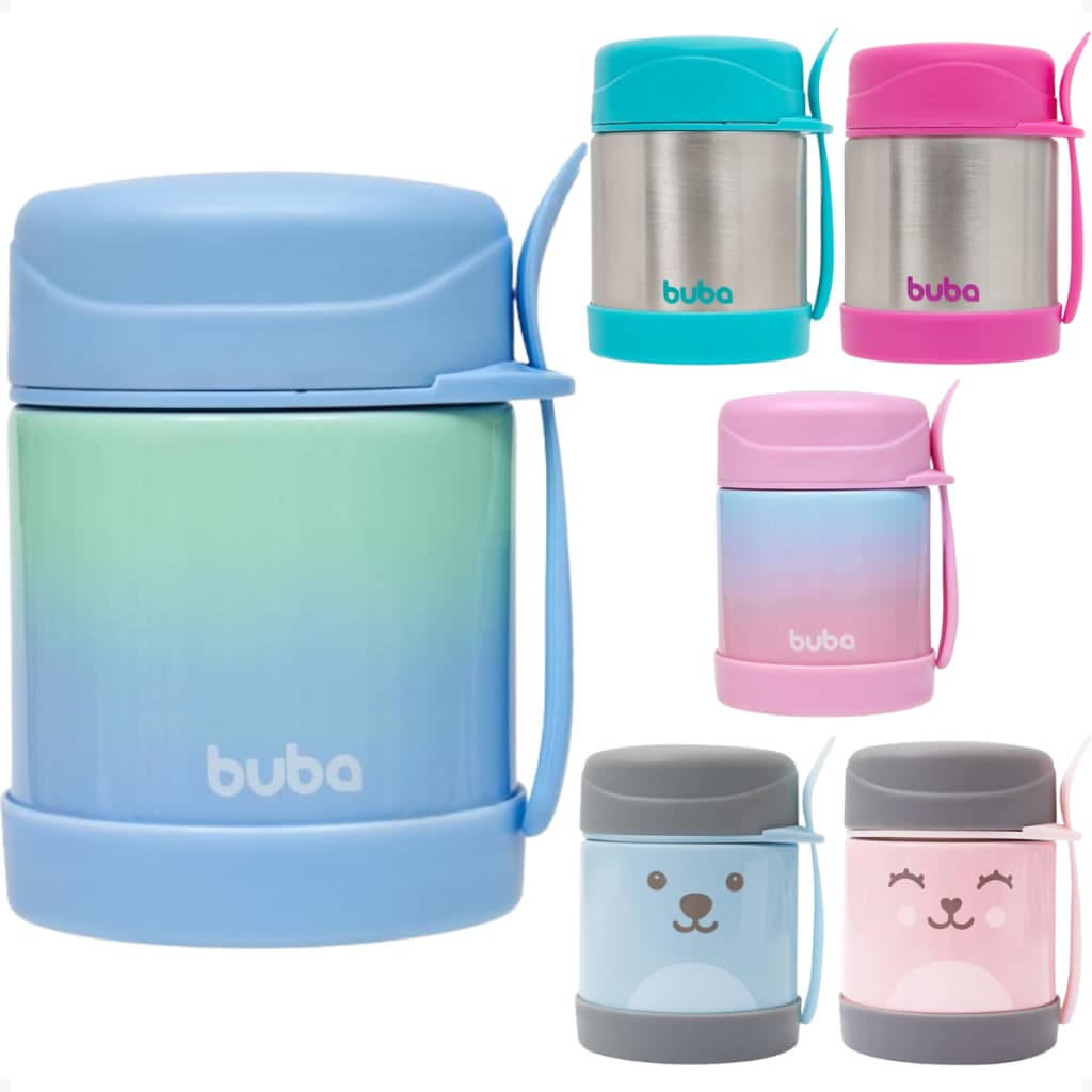 Pote Copo Térmico Infantil Buba Com Colher 320ml Papinha Frutinha