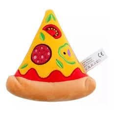 Pelúcia Brinquedo Mordedor Pet Com Apito - Formato Hambúrguer ou Pizza - Para Cães Mastigar