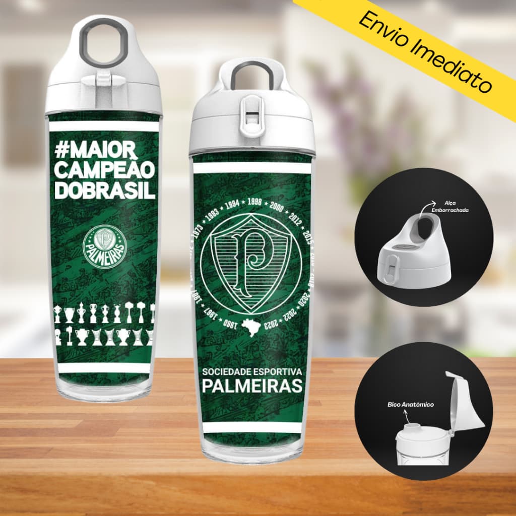 Garrafa de Água Palmeiras Squeeze Academia Esportes Produto Oficial 600ml