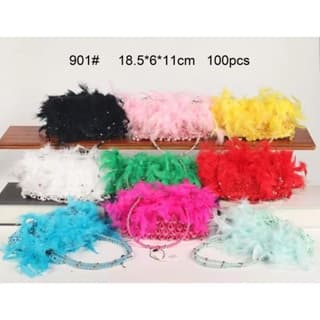 Bolsa super luxo plumas moda feminina 901