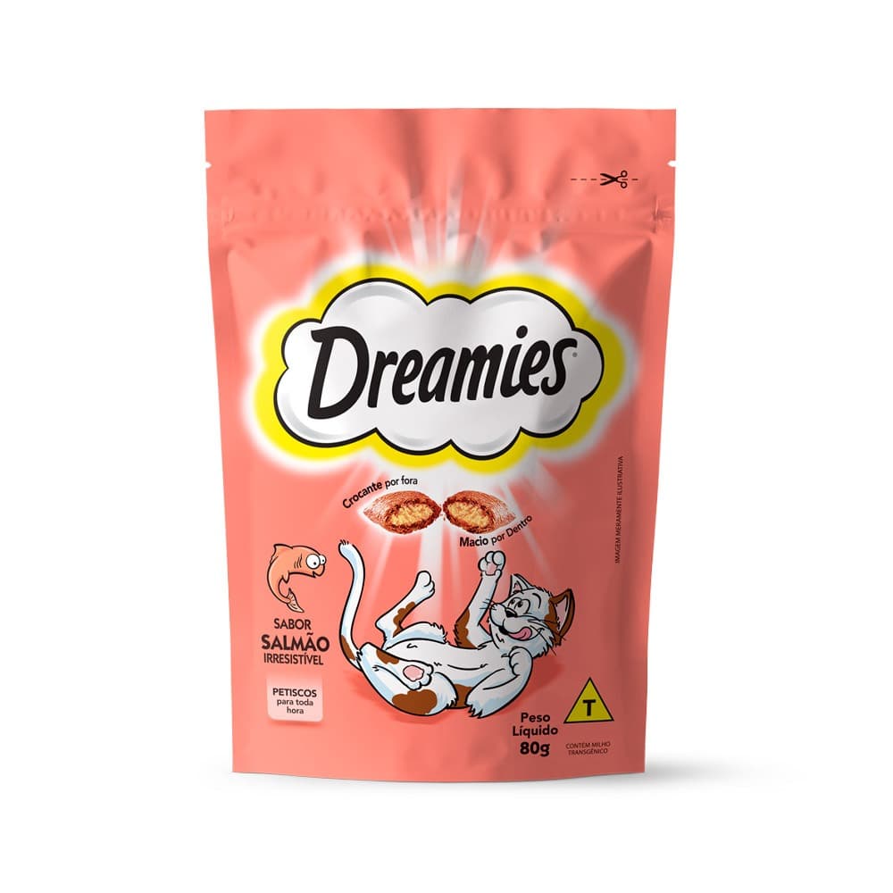 Petisco Dreamies Sabor Salmão Irresistível para Gatos Adultos - 80g