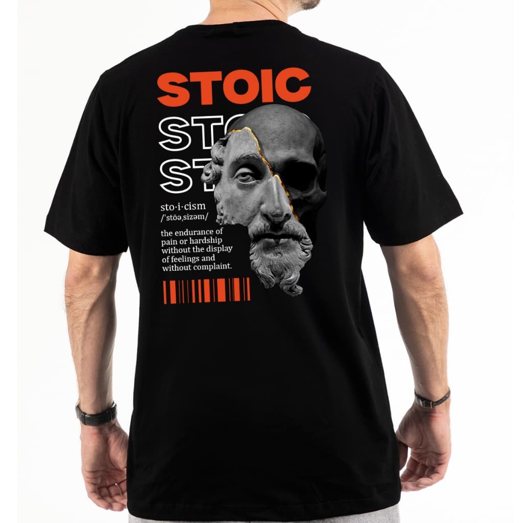 Camiseta 100% Algodão Streetwear Preta  Stoic Estoicismo Unissex
