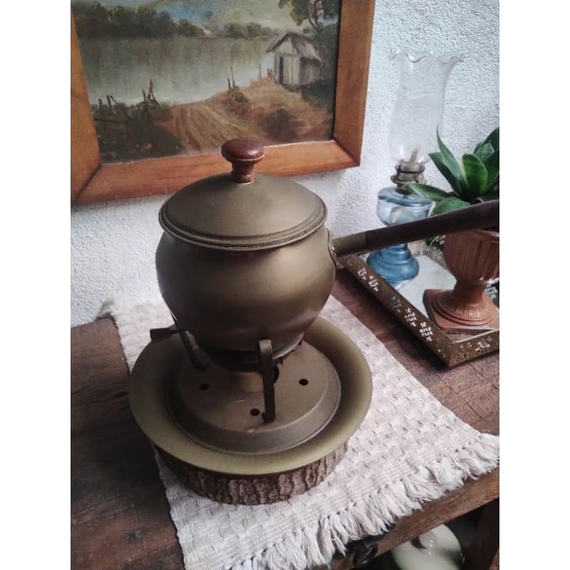 Aparelho de Fondue Latão Envelhecido/Antigo