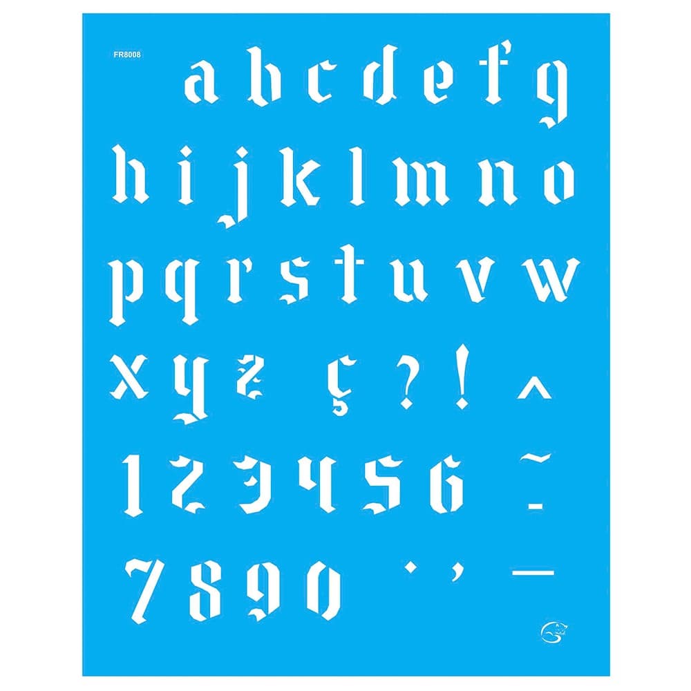 FR8008 - Letra Germânica Minúscula - 20x25 - Stencil Gatas Arteiras
