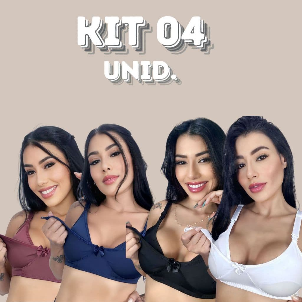 Kit com 4 unidades de Sutiã Amamentação em MICROFIBRA para Pós Parto Maternidade