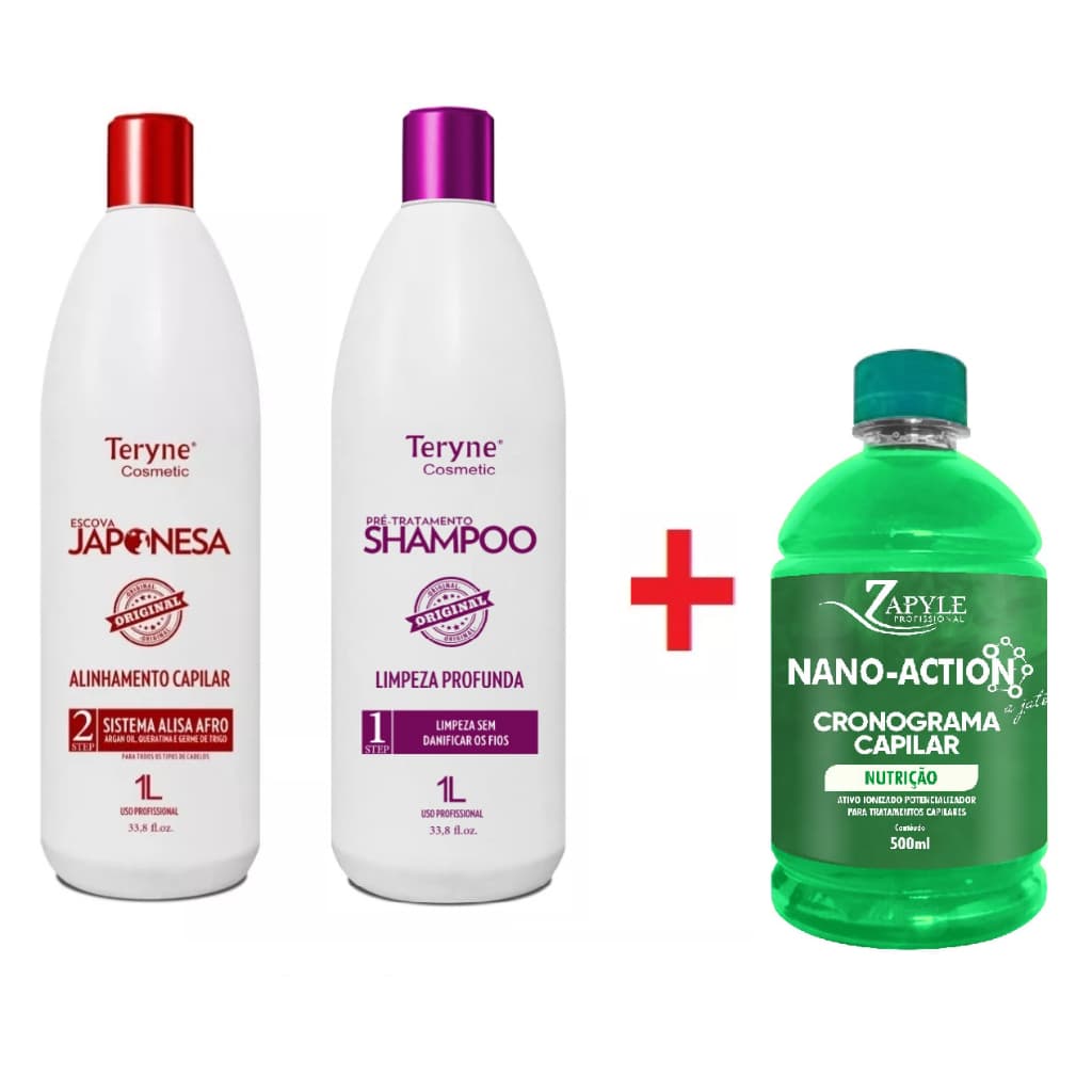 Kit Escova Japonesa + Nano tecnologia Nutrição 500ml