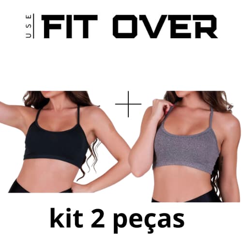 Kit 2 tops fitness - alcinha - nadador - suplex - academia - crossfit - fitover