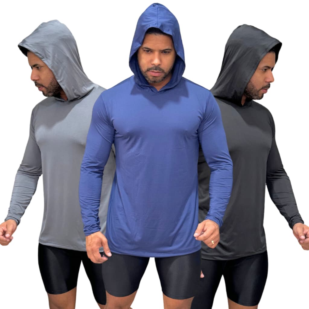 Camisa Térmica  Masculina COM CAPUZ Proteção Uv50+ Unissex Para Trabalhadores