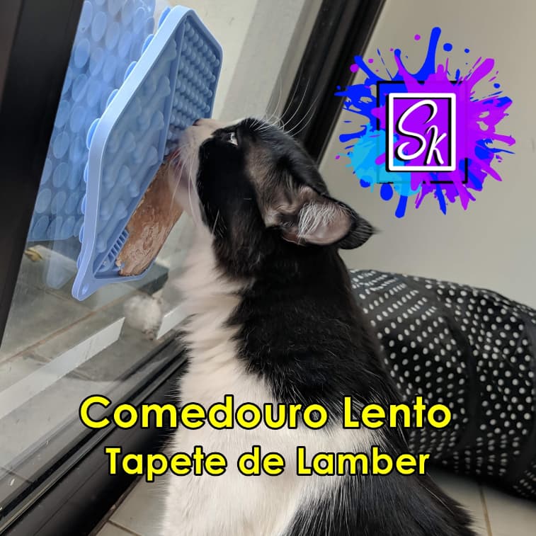 Comedouro Lento para Gatos - Tapete de Lamber - Comedouro Sensorial