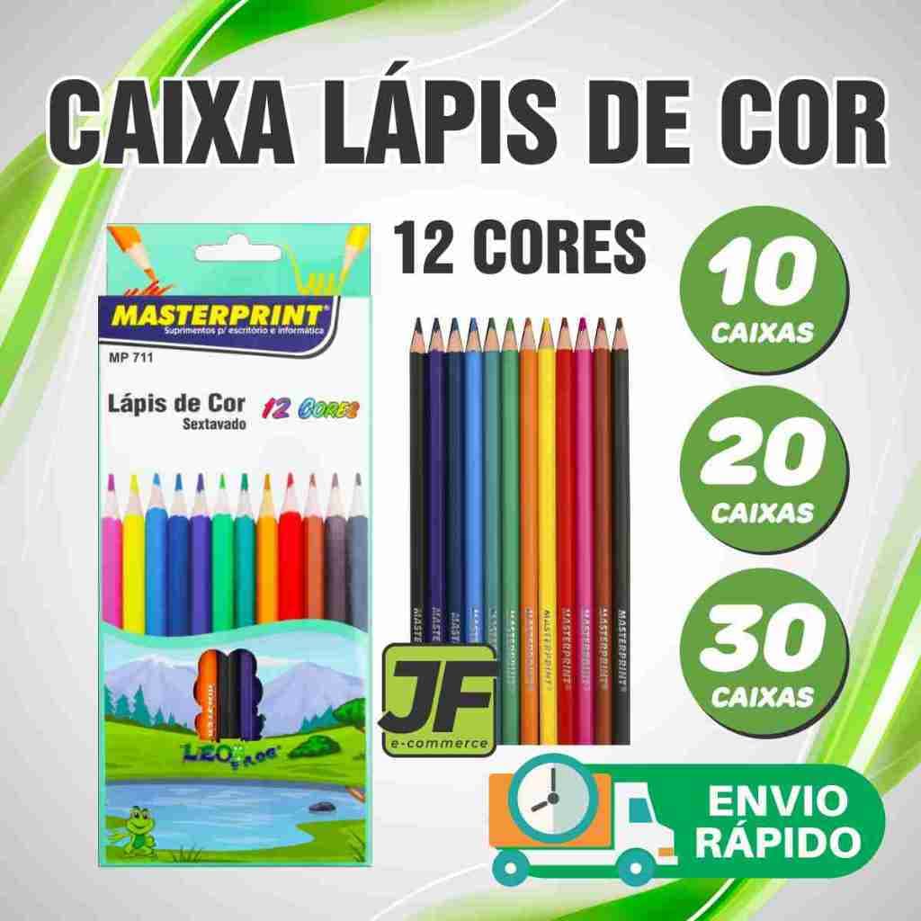 Lápis De Cor 12 Cores Kit ATACADO 10 a 30 Caixas Lápis De Cor Masterprint