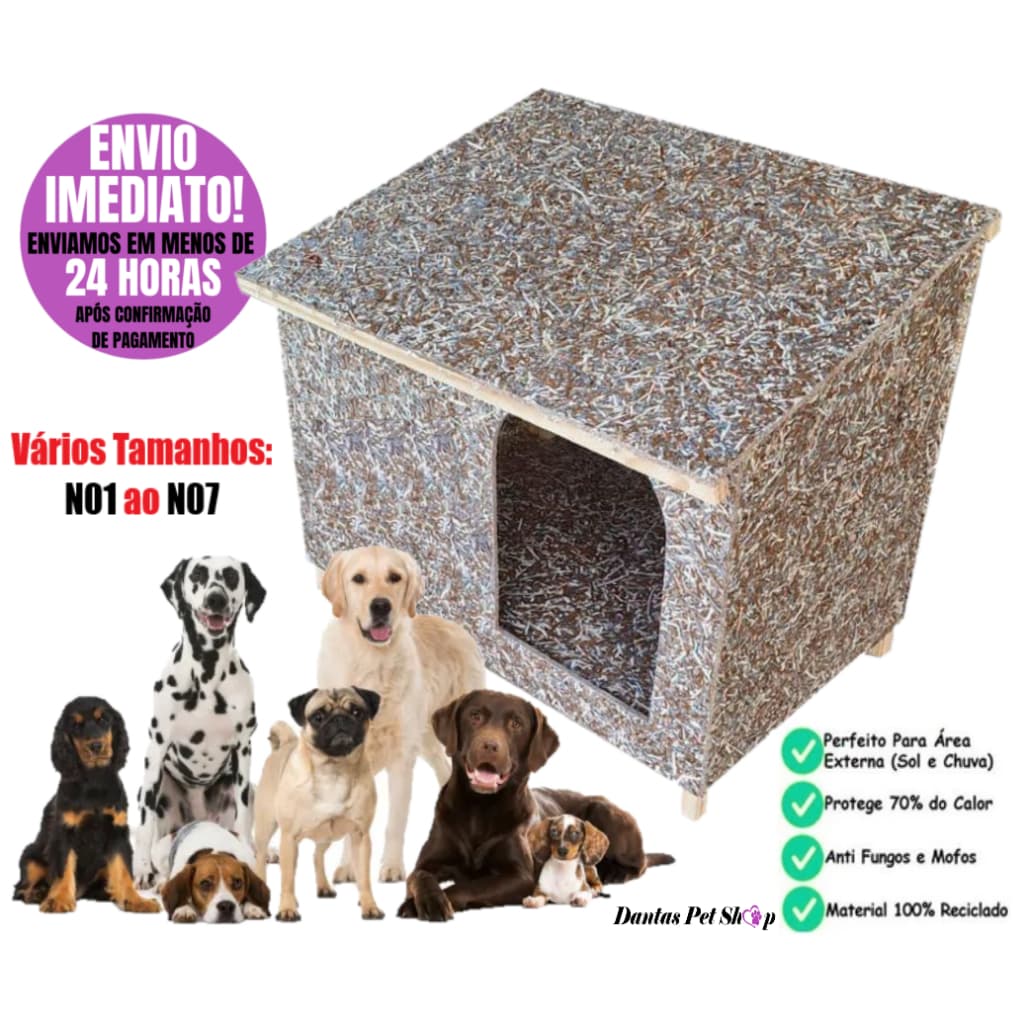 Casinha Casa Edícula Ecológica Reciclável P/ Cachorros Cães Gato Casa Pet Feito em 8 Tamanhos