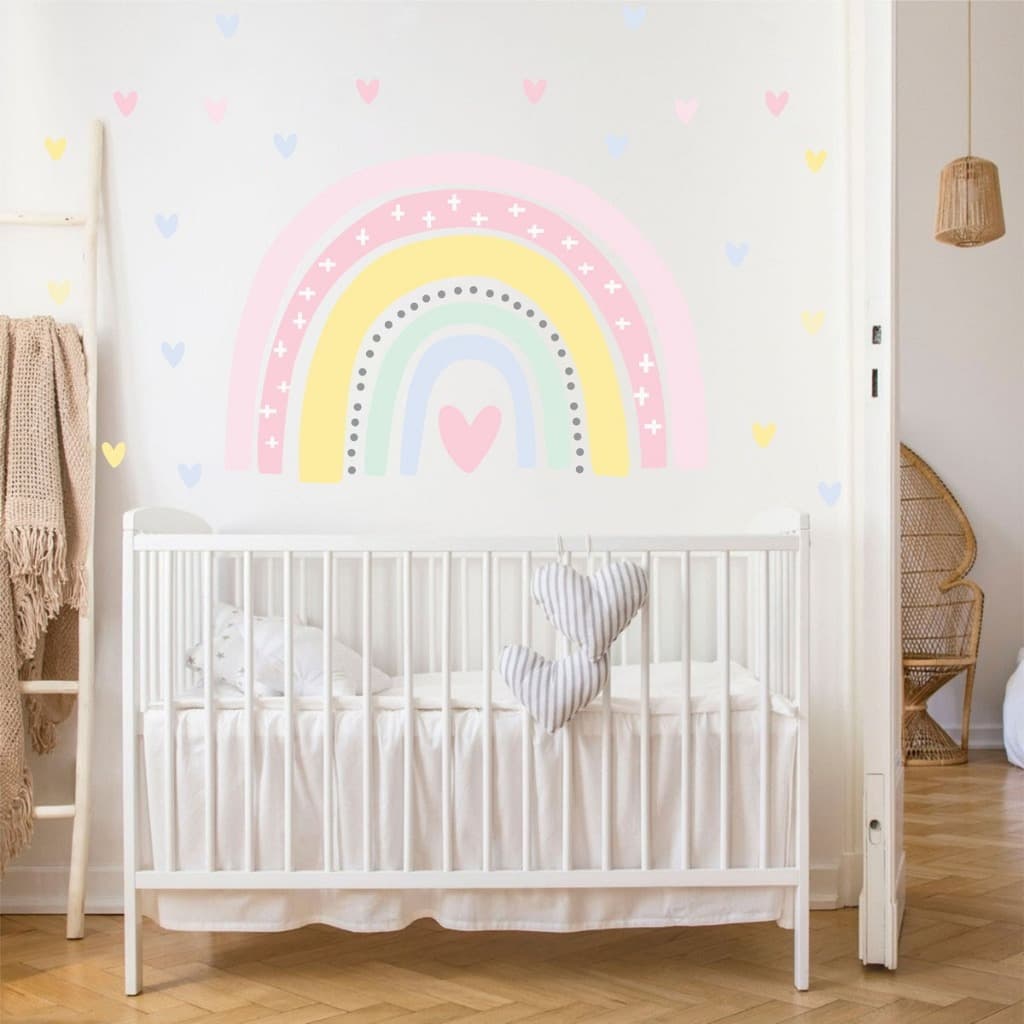 Adesivo Infantil Arco Iris Cand Colors e Corações