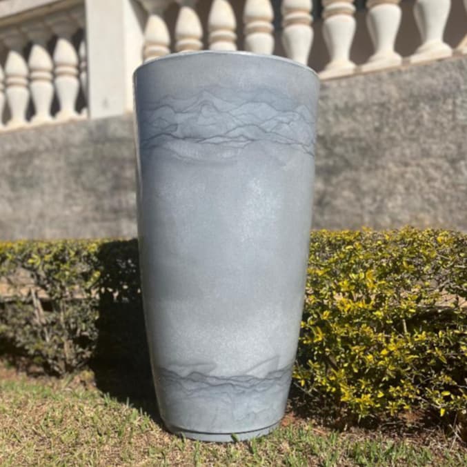 Vaso Grande Para Flores Naturais Artificiais Plantas Decorativo Em Polietileno Com Prato Coletor
