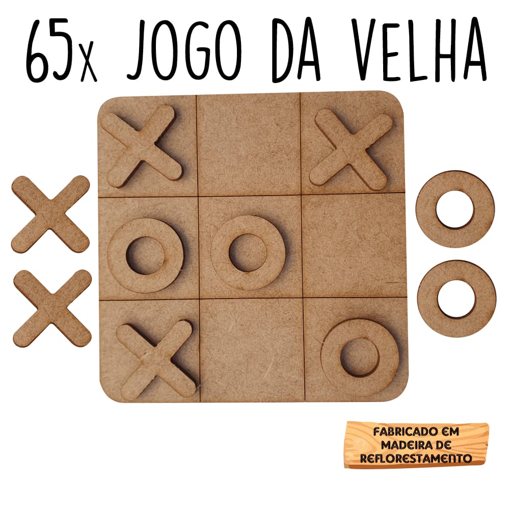 65 Jogos da velha em MDF 10cm tabuleiro brinquedo presente lembrancinha kit