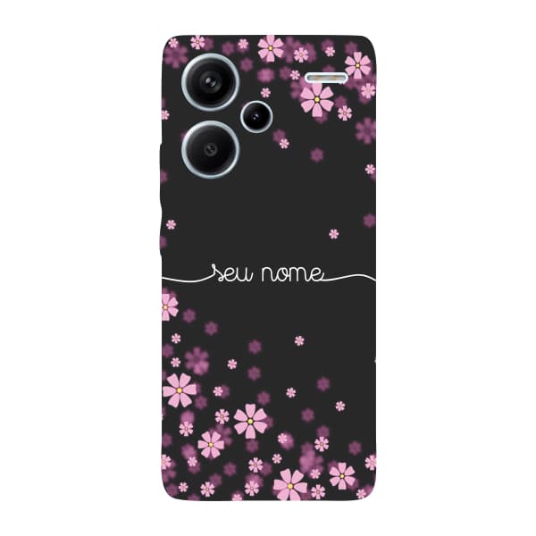 Capinha para Xiaomi RedMi Note 13 Pro Plus Anti Impacto Personalizada - Flores Lilás com nome