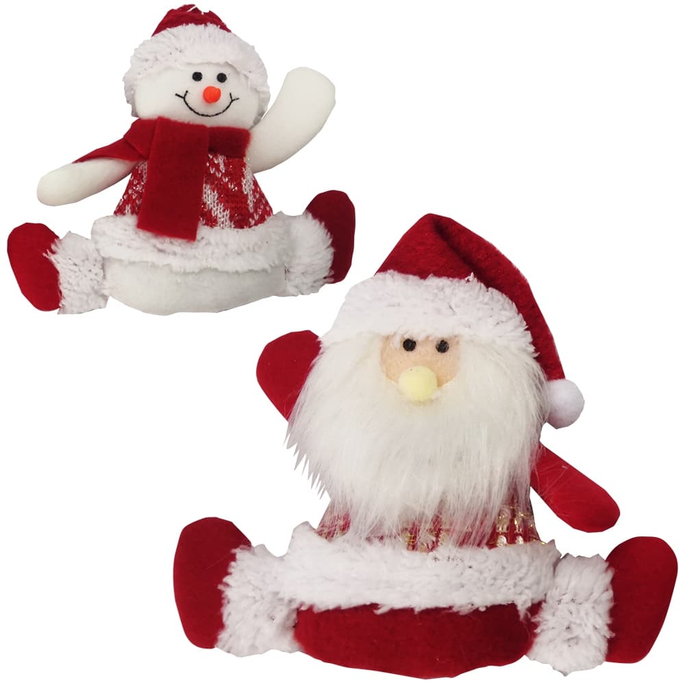 Pendente Papai Noel / Boneco De Neve Perna Aberta Xadrez / Vermelho 16,5Cm