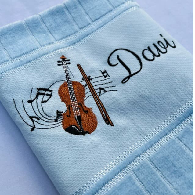 Toalha Bordada Personalizada Instrumento Musical Violino