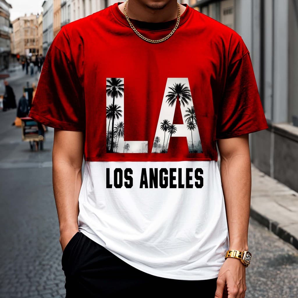 Camiseta Recortada Los Angeles Masculina Camisa 100% Algodão Plus Size