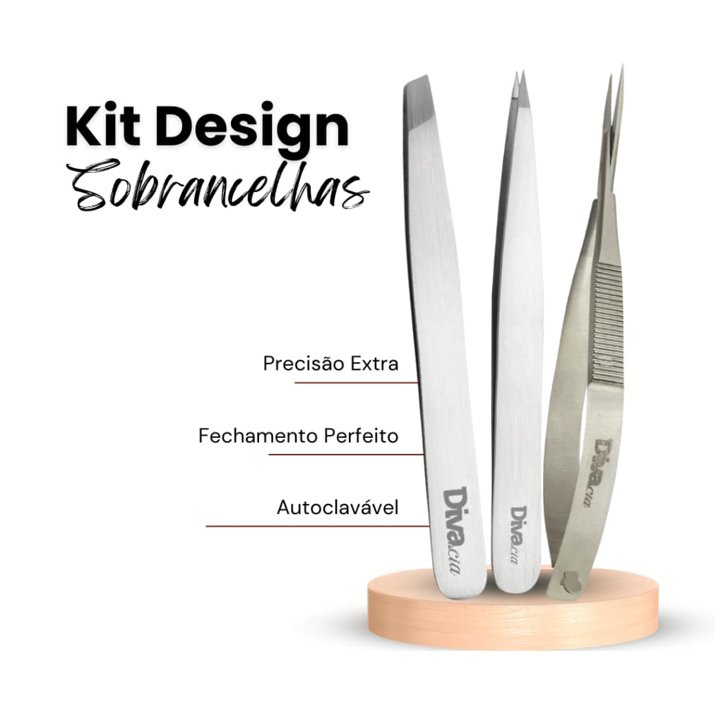 Kit Pinças para Sobrancelhas + Tesoura Sobrancelha Alta Precisão Design de Sobrancelhas Autoclavável
